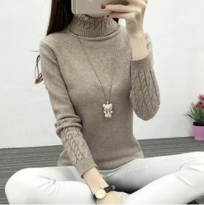 women's turtleneck sweater bottoming shirt twist pullover thickened slim knitted sweater