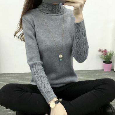 women's turtleneck sweater bottoming shirt twist pullover thickened slim knitted sweater