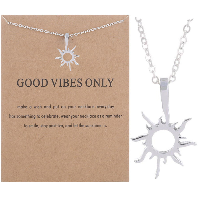 Special Gold Sun God Necklace Light Pendant Silver Sun Short Necklace Female Card Clavicle Chain