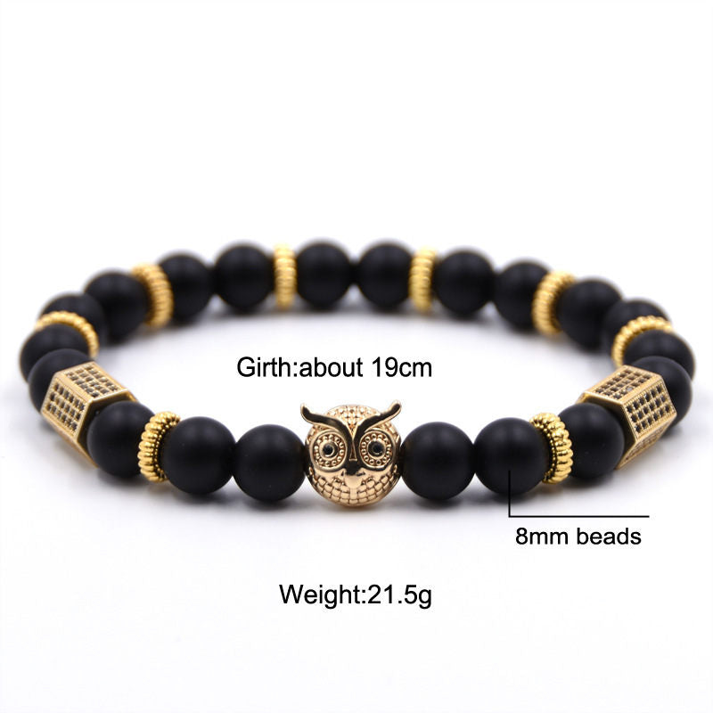 Owl gear piece natural stone bracelet