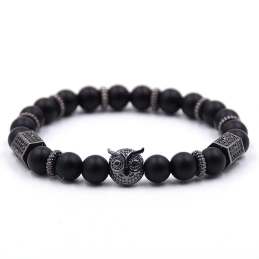 Owl gear piece natural stone bracelet