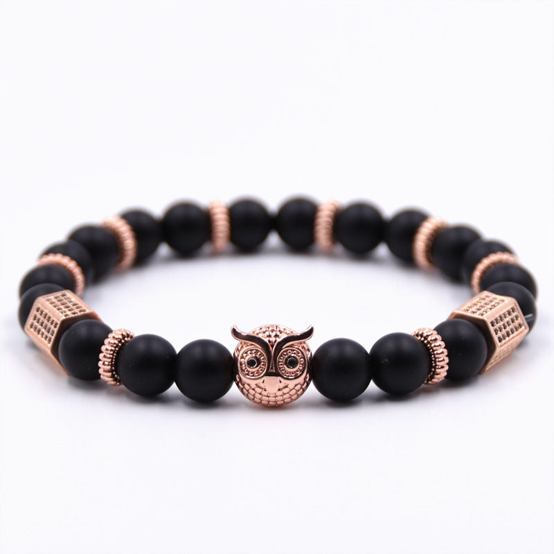 Owl gear piece natural stone bracelet