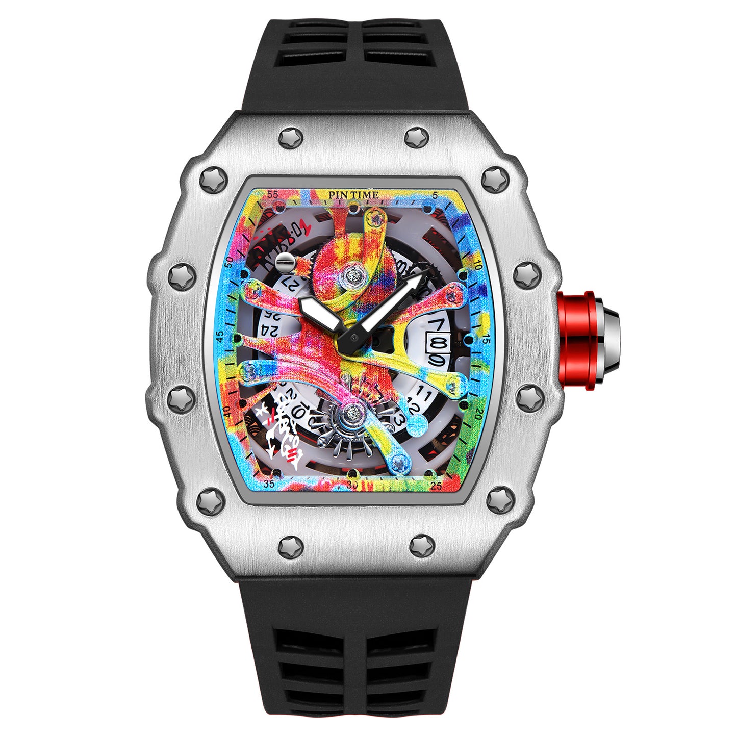 New Wine Barrel Quartz Watch Sports Personality Color Graffiti Men's Watch