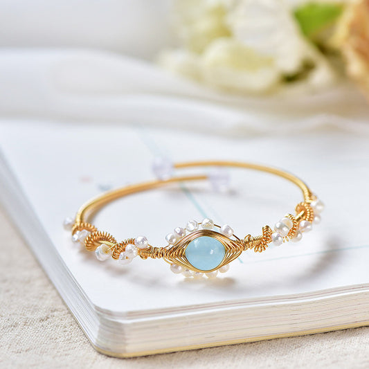 Aquamarine Aquamarine 14k Gold-plated Pearl Bracelet