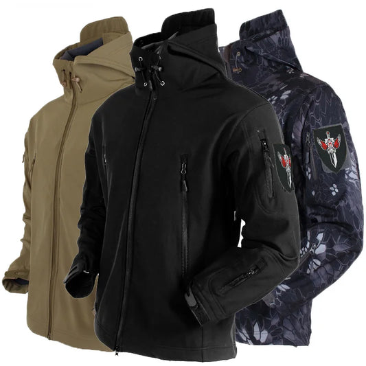 Premium Hiking Jacket for Men - Concealed Sharkskin Softshell Fabric, Windproof and Waterproof Tactical Jacket Jacket Men