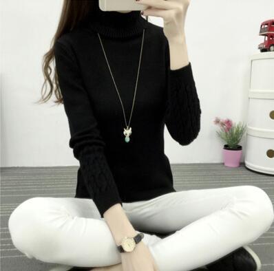 women&#039;s turtleneck sweater bottoming shirt twist pullover thickened slim knitted sweater