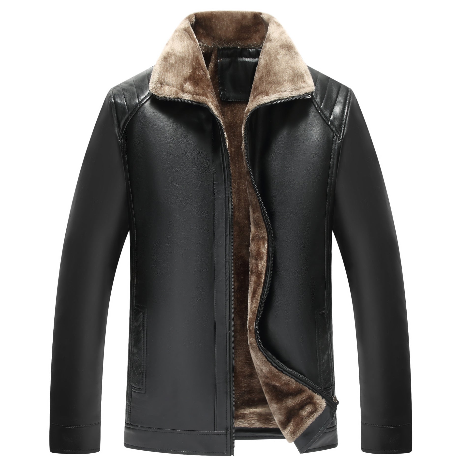 New Men&#039;s Leather Clothing Middle-aged And Elderly Fur One Men&#039;s Leather Jacket