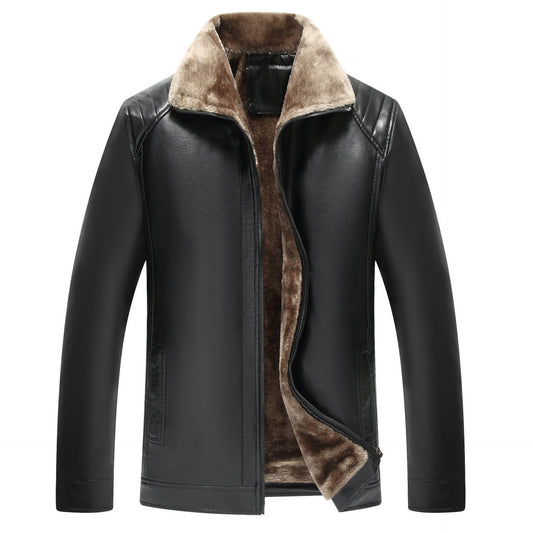 New Men&#039;s Leather Clothing Middle-aged And Elderly Fur One Men&#039;s Leather Jacket