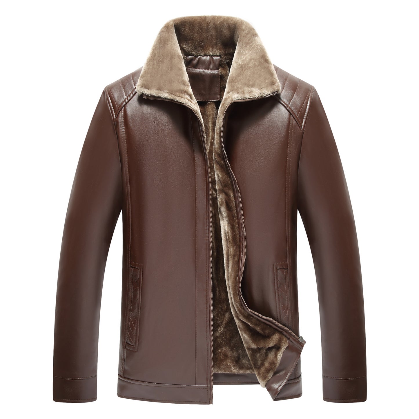 New Men&#039;s Leather Clothing Middle-aged And Elderly Fur One Men&#039;s Leather Jacket