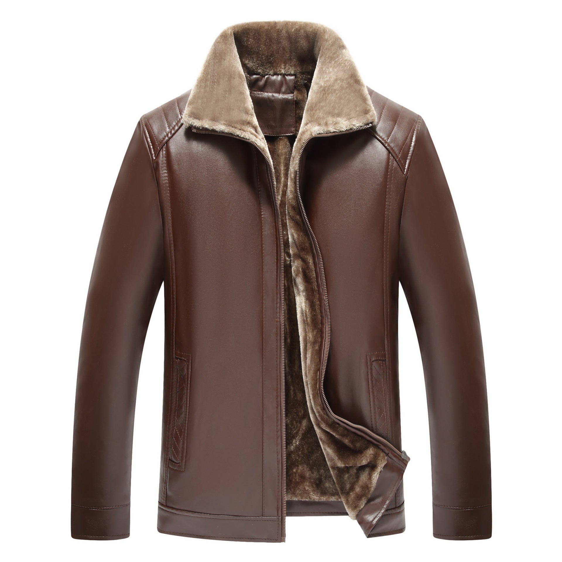 New Men&#039;s Leather Clothing Middle-aged And Elderly Fur One Men&#039;s Leather Jacket