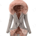 Women&#039;s Fur Collar Drawstring Solid Color Casual Warm Cotton Coat For Women