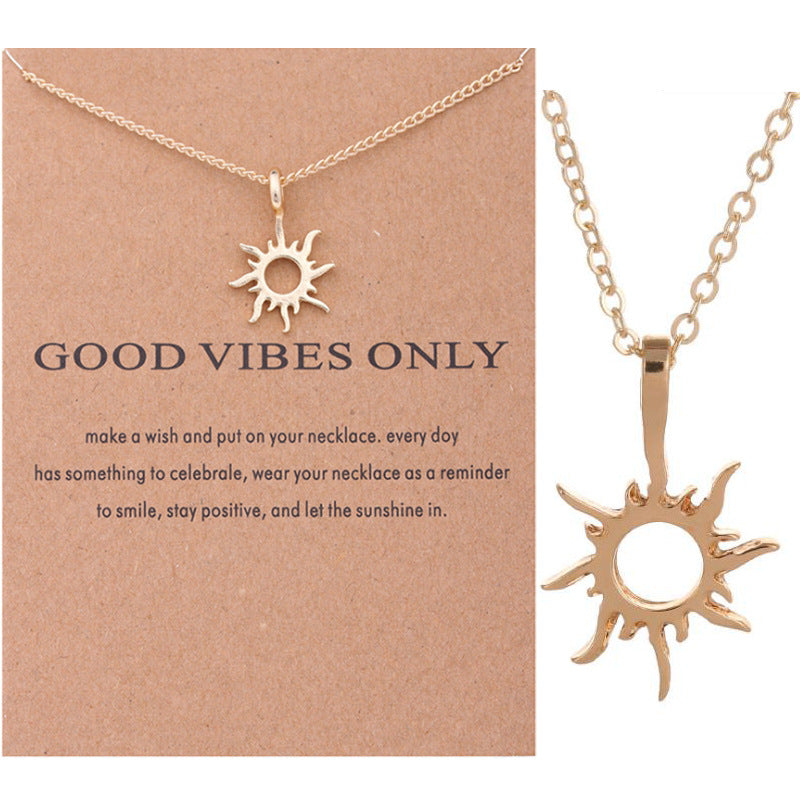 Special Gold Sun God Necklace Light Pendant Silver Sun Short Necklace Female Card Clavicle Chain