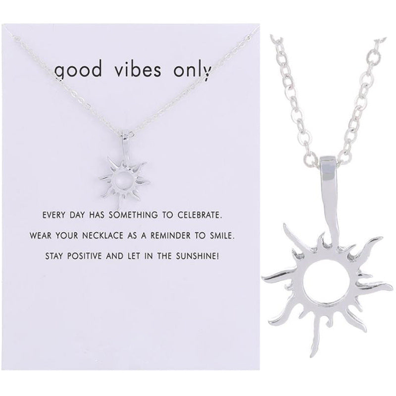 Special Gold Sun God Necklace Light Pendant Silver Sun Short Necklace Female Card Clavicle Chain