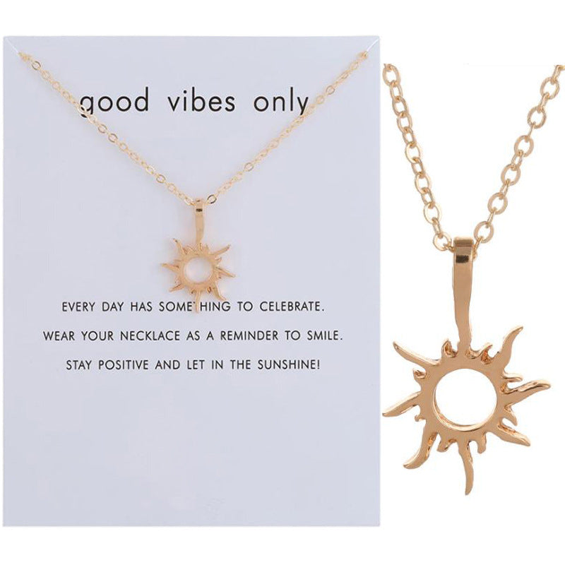 Special Gold Sun God Necklace Light Pendant Silver Sun Short Necklace Female Card Clavicle Chain