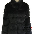 Haining Fur Manufacturer Wholesale Imitation Fox Fur Coat Long Sleeve Short Round Neck Belt Korean Style Cardigan For Women Plus Size
