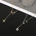 Fashion Simple Personality European And American Moon Star Necklace Alloy Long Star Pendant Female Models