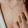 Fashion Simple Personality European And American Moon Star Necklace Alloy Long Star Pendant Female Models