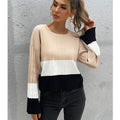 2022 autumn and winter new products in Europe and America loose color matching round neck long-sleeved knitted sweater