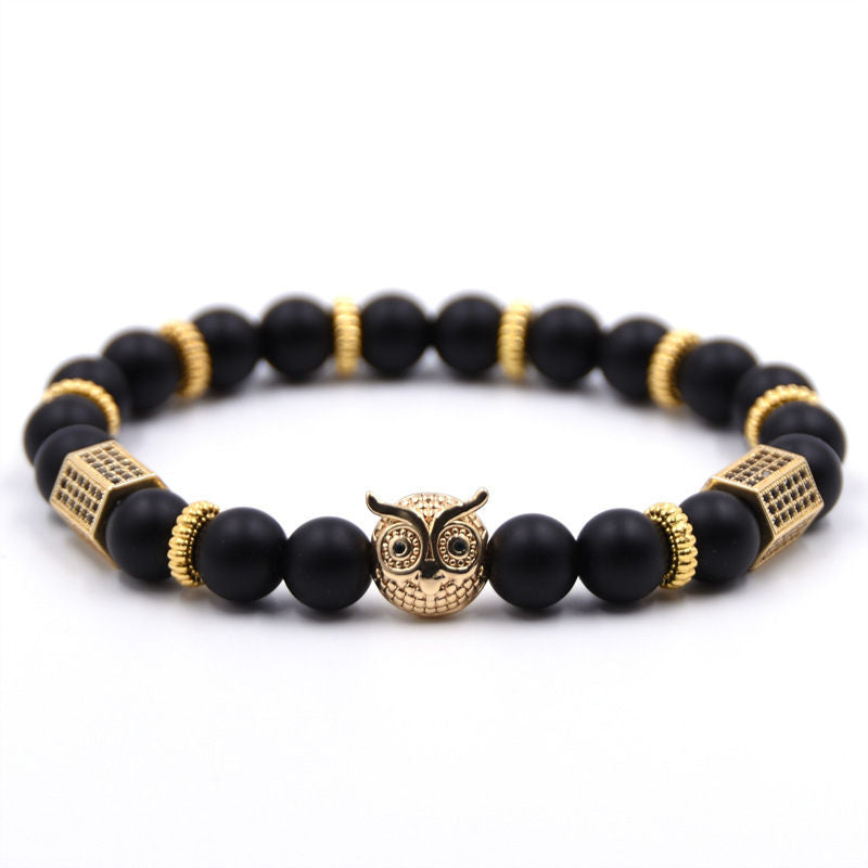 Owl gear piece natural stone bracelet
