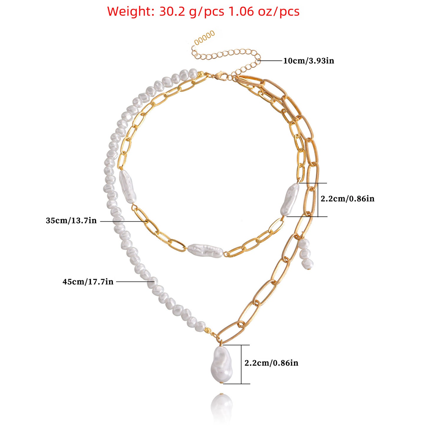 European And American Cross-border Jewelry Double-layer Paper Clip Chain Special-shaped Pearl Pendant Necklace Women&#039;s Trendy Small Fragrant Style Women&#039;s Necklace