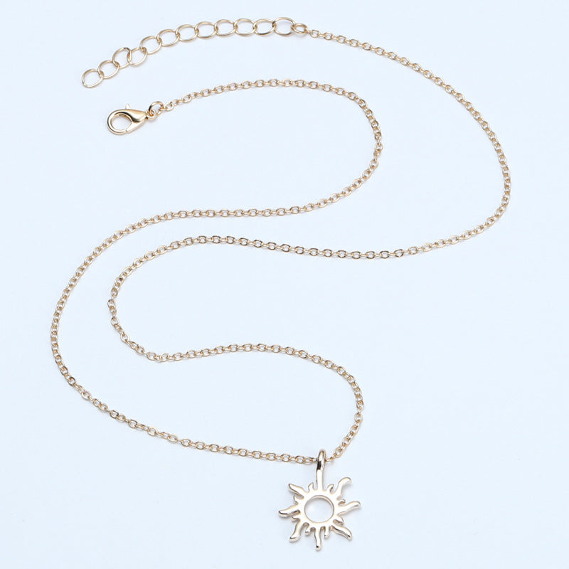 Special Gold Sun God Necklace Light Pendant Silver Sun Short Necklace Female Card Clavicle Chain