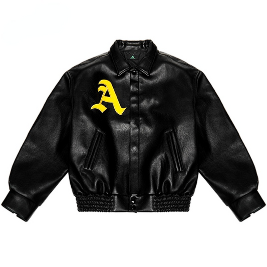 Hip Hop Men Bomber Jacket Motorcycle Embroidery Leather Coll