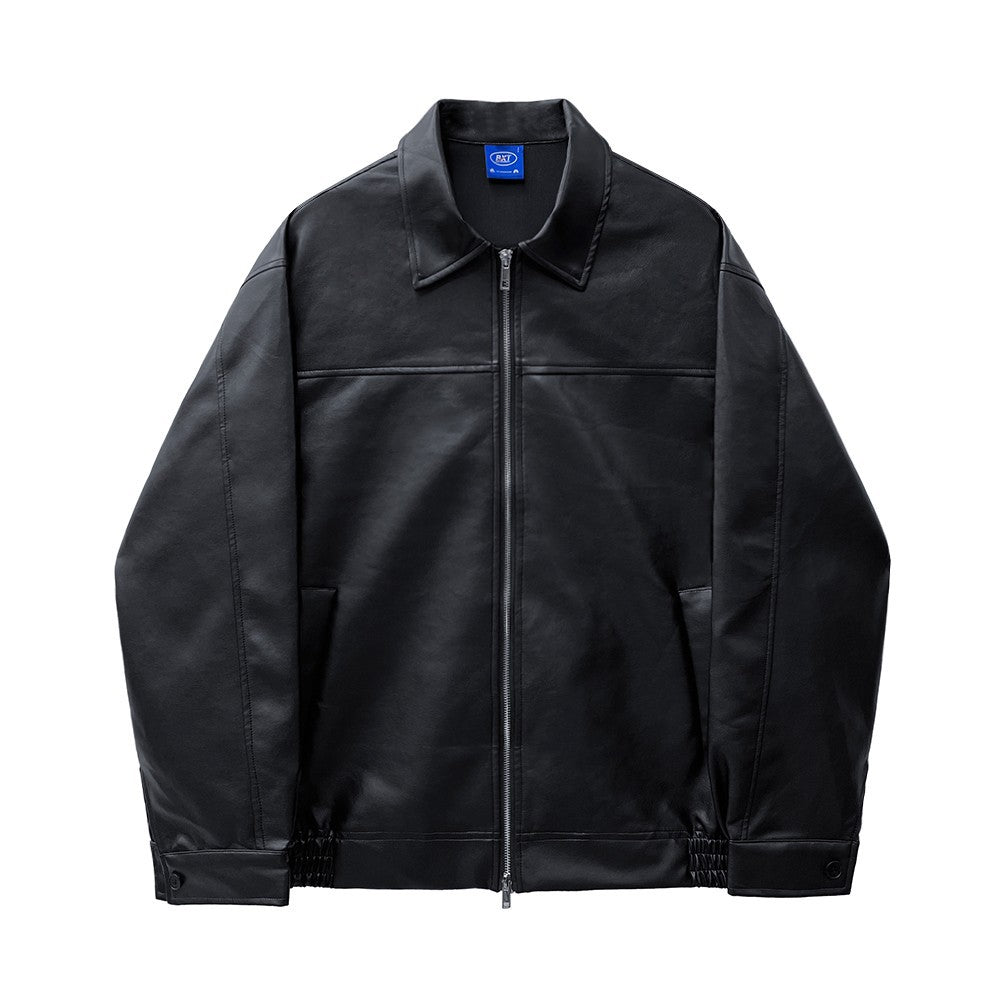 MYQ Superior Leather Jacket Men&#039;s Spring And Autumn Korean Style Loose Fashionable Workwear Lapel Motorcycle Leather Jacket