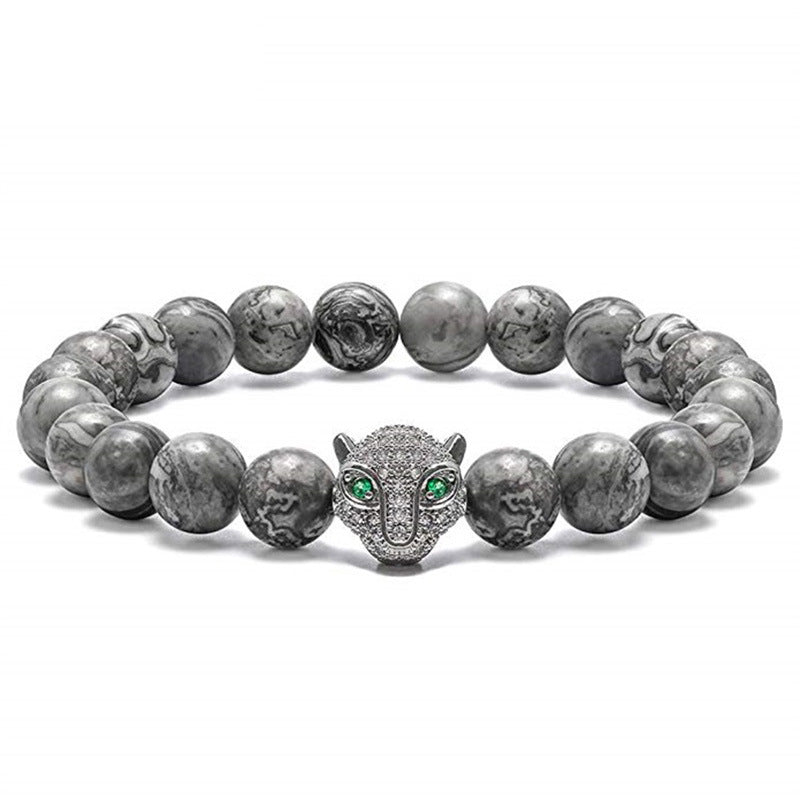 Tiger Eye Stone Lion Leopard Head Owl Bracelet Handmade Beaded Buddha Head Buddha Bead Bracelet