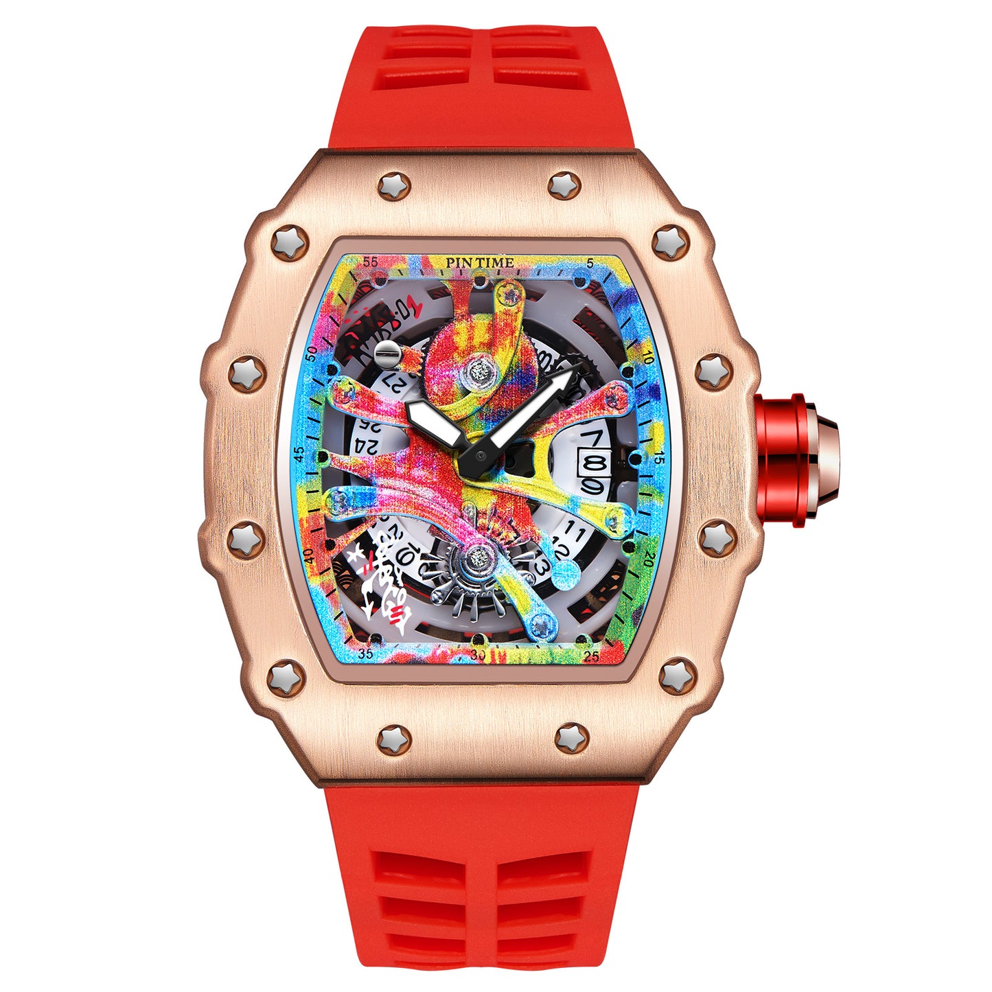 New  Wine Barrel Quartz Watch Sports Personality Color Graffiti Men&#039;s Watch