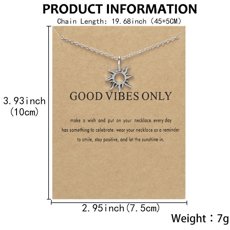 Special Gold Sun God Necklace Light Pendant Silver Sun Short Necklace Female Card Clavicle Chain