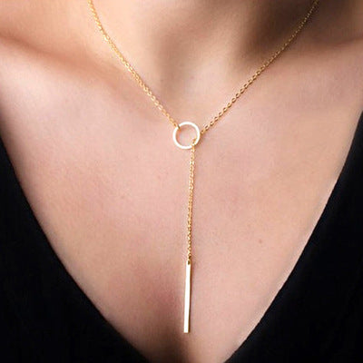 AliExpress Explosions Fashion Punk European And American Simple Temperament Metal Ring Short Necklace Neck Chain Women&#039;s Clavicle Chain C045