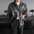 MYQ Superior Leather Jacket Men&#039;s Spring And Autumn Korean Style Loose Fashionable Workwear Lapel Motorcycle Leather Jacket