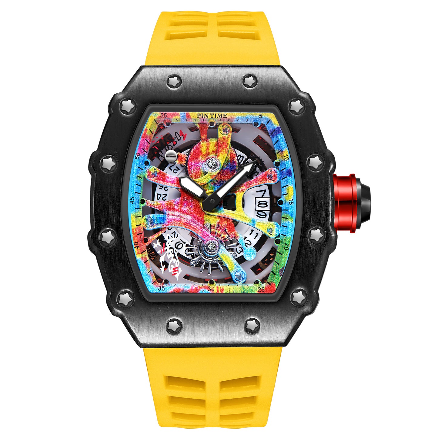 New  Wine Barrel Quartz Watch Sports Personality Color Graffiti Men&#039;s Watch