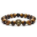 Tiger Eye Stone Lion Leopard Head Owl Bracelet Handmade Beaded Buddha Head Buddha Bead Bracelet