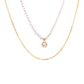 Design Double Titanium Steel Pearl Necklace Zircon Pendant