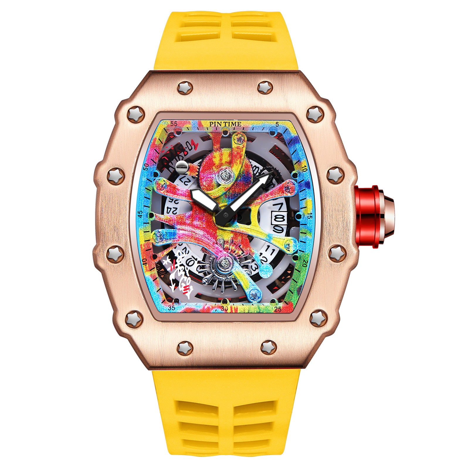 New  Wine Barrel Quartz Watch Sports Personality Color Graffiti Men&#039;s Watch