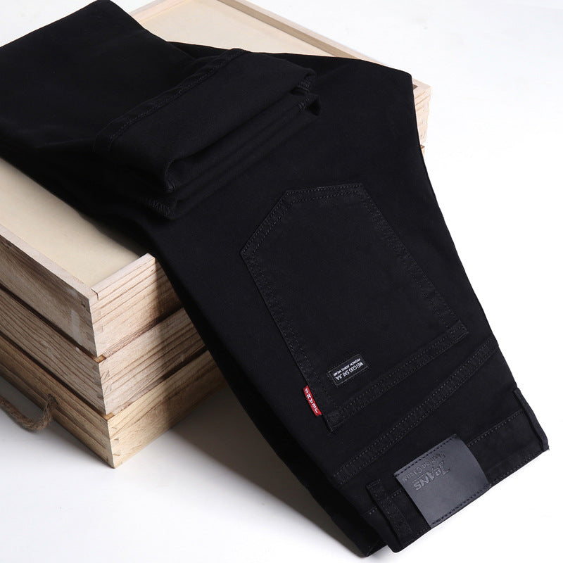 Winter Stretch Velvet Jeans Men&#039;s Black Thickened Loose Straight Youth Warm Belt Velvet Men&#039;s Pants Autumn And Winter