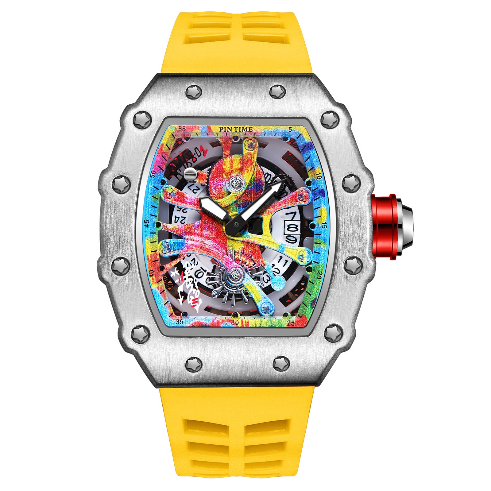 New  Wine Barrel Quartz Watch Sports Personality Color Graffiti Men&#039;s Watch