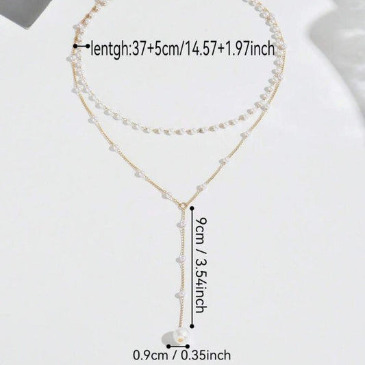 European And American Cross-Border Jewelry, Fashionable New Pearl Necklace, Female Personalized Y-Shaped Pearl Tassel Stacked Clavicle Chain Necklace