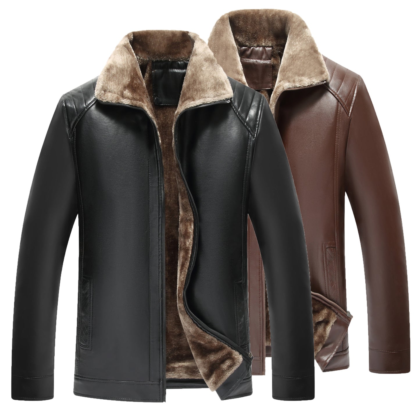 New Men&#039;s Leather Clothing Middle-aged And Elderly Fur One Men&#039;s Leather Jacket
