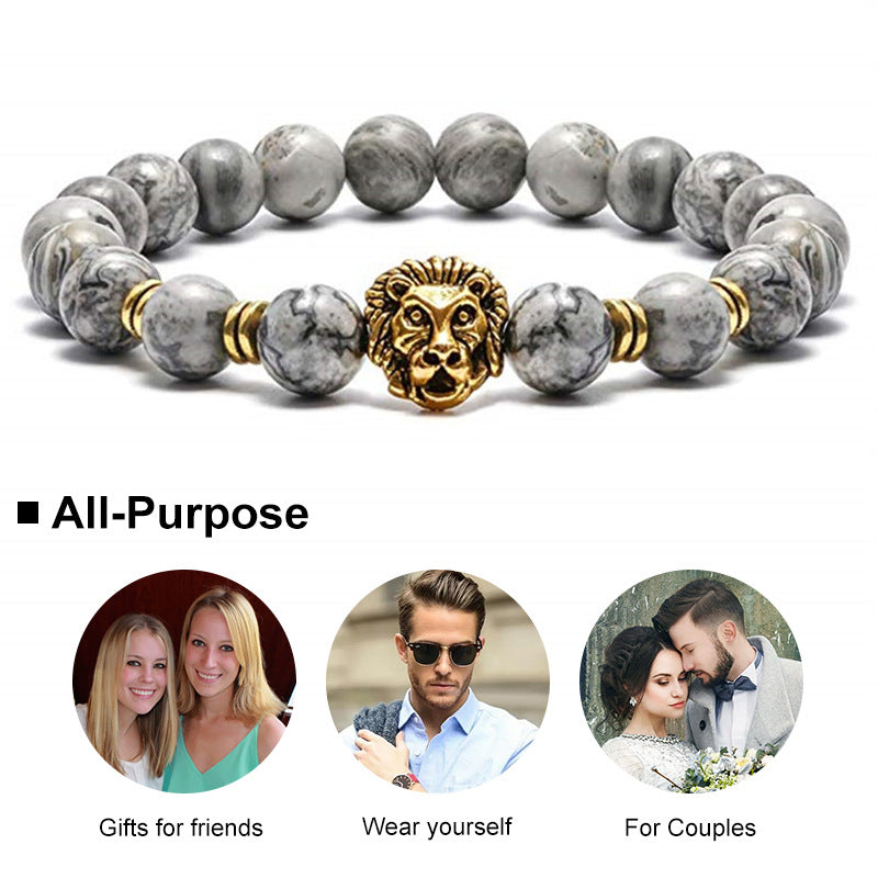 Tiger Eye Stone Lion Leopard Head Owl Bracelet Handmade Beaded Buddha Head Buddha Bead Bracelet