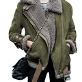 Spot Ebay Amazon Wish Motorcycle Deerskin Velvet Lamb Coat Women&#039;s Lapel Fur Cotton Coat