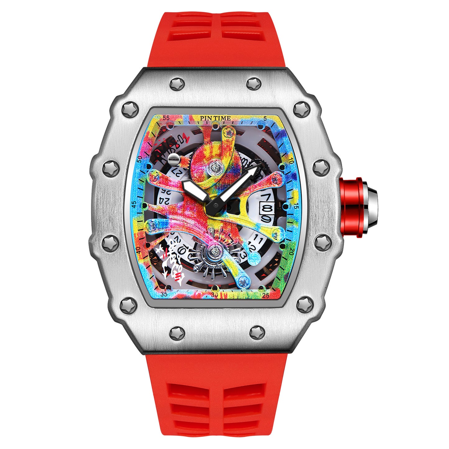 New  Wine Barrel Quartz Watch Sports Personality Color Graffiti Men&#039;s Watch