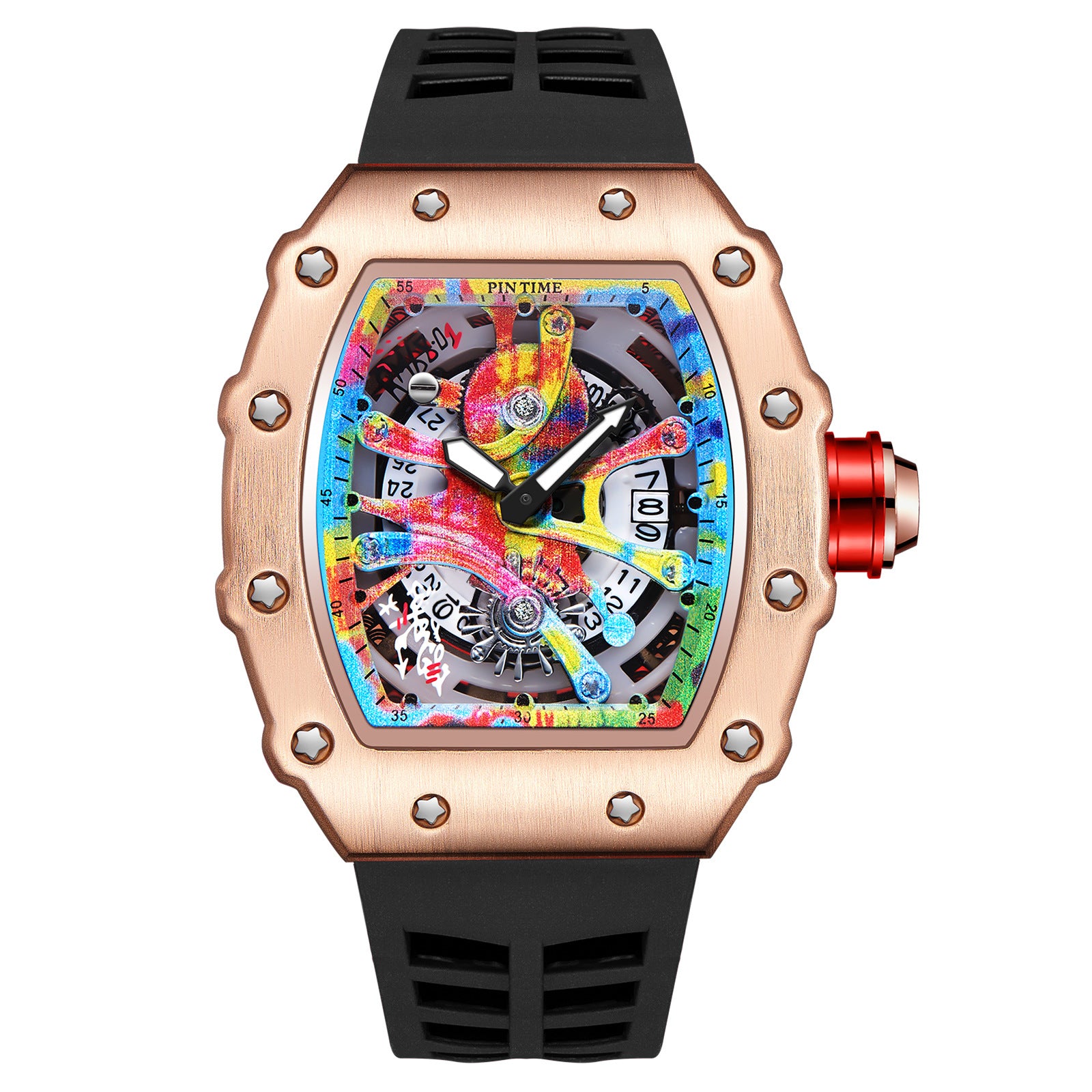 New  Wine Barrel Quartz Watch Sports Personality Color Graffiti Men&#039;s Watch
