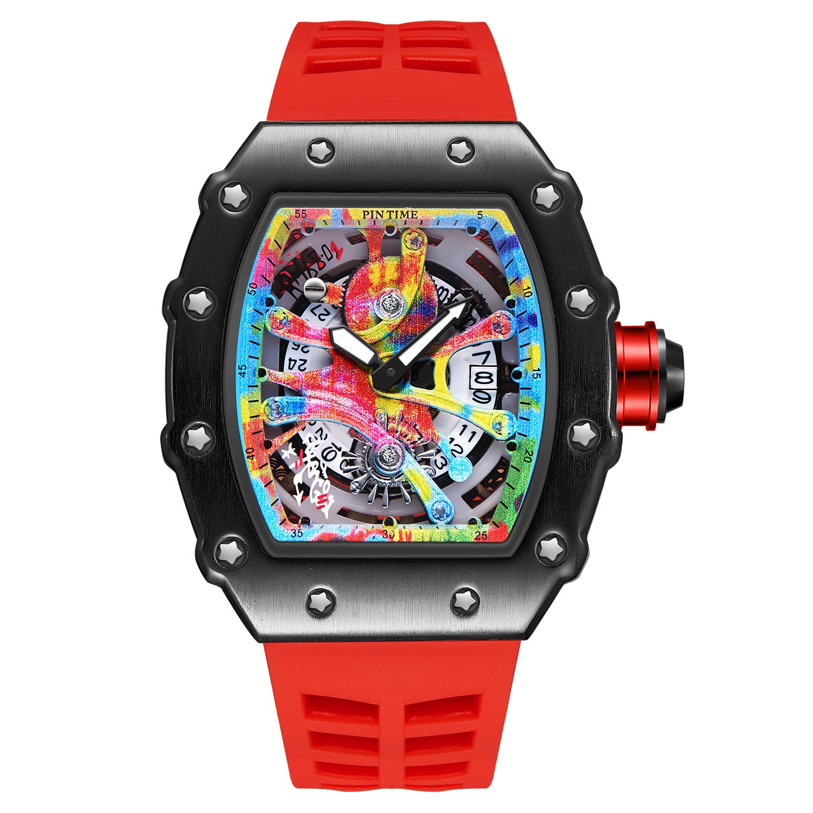 New  Wine Barrel Quartz Watch Sports Personality Color Graffiti Men&#039;s Watch