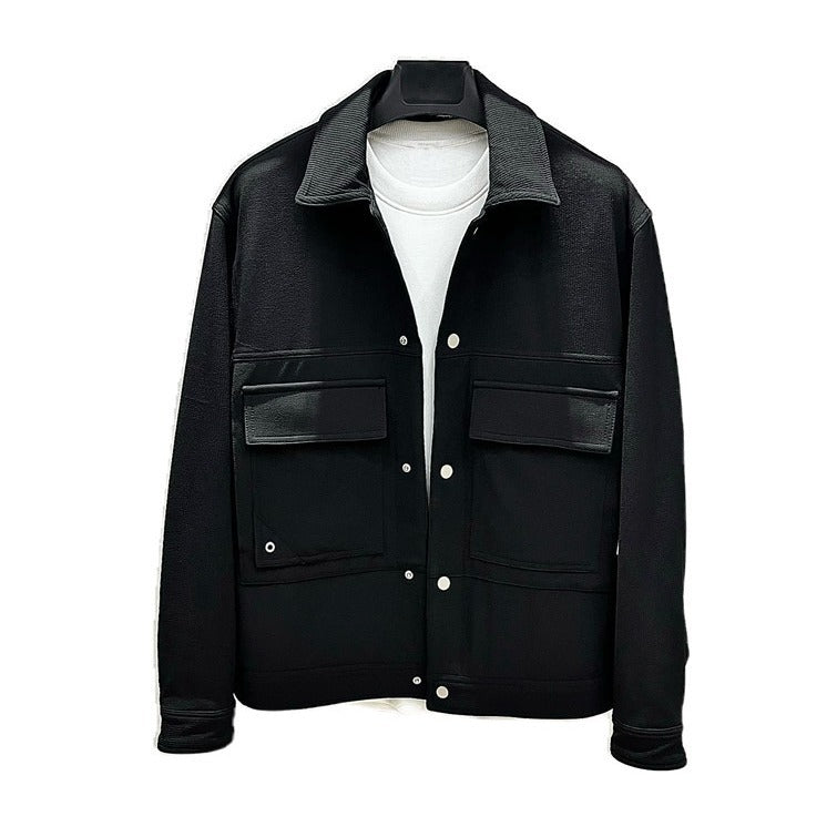Spring New Fashion Brand Black Workwear Casual Multi-pocket Lapel Jacket Men&#039;s Short Jacket