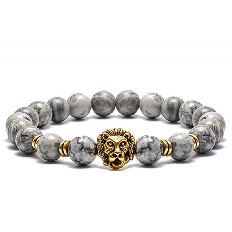 Tiger Eye Stone Lion Leopard Head Owl Bracelet Handmade Beaded Buddha Head Buddha Bead Bracelet