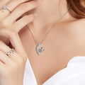 Emma Manor Heart Necklace 14K White Gold Plated Round Cut Cubic Zirconia Forever Lover Heart Pendant Necklace for Women Girls