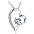 Emma Manor Heart Necklace 14K White Gold Plated Round Cut Cubic Zirconia Forever Lover Heart Pendant Necklace for Women Girls