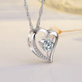 Emma Manor Heart Necklace 14K White Gold Plated Round Cut Cubic Zirconia Forever Lover Heart Pendant Necklace for Women Girls